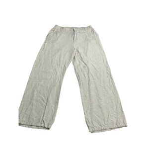 Lightweight Beige Viscose & Linen Blend Womens Wide-Leg Pants M